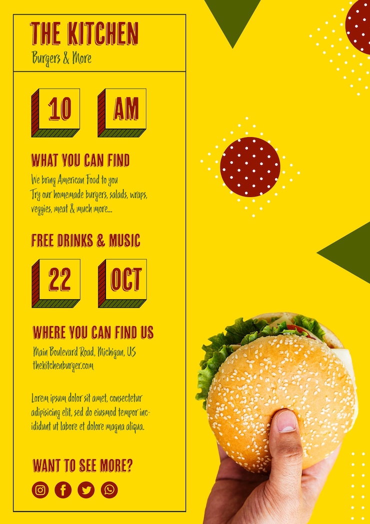 Free PSD kitchen burger menu template