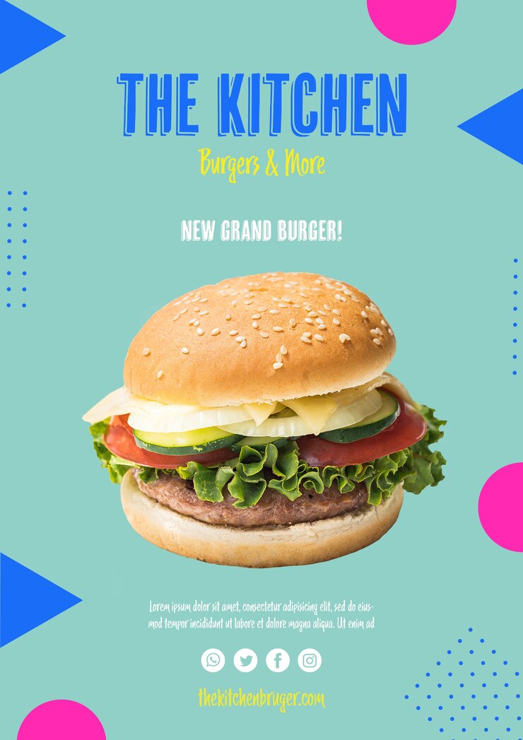 Free PSD kitchen menu burger with lettuce