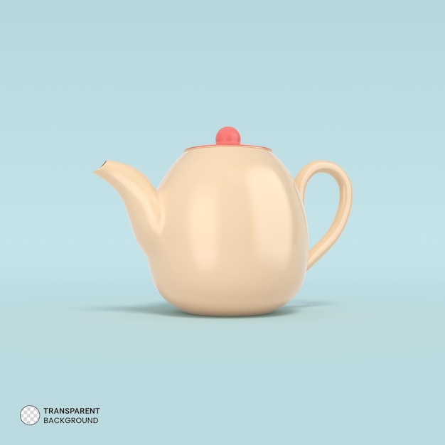Кухонный чайник и иконка чашки изолированная 3d иллюстрация рендеринга