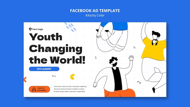 無料PSD キッチュなカラーデザインのfacebookテンプレート