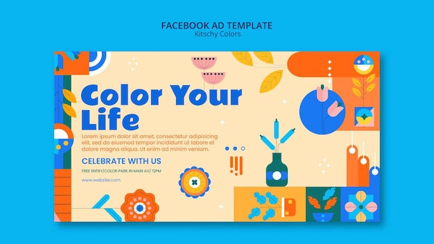 Free PSD kitschy colors design  template