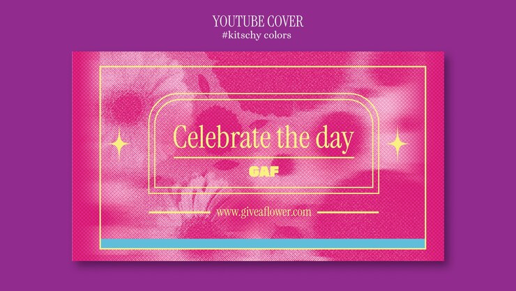 Free PSD kitschy colors flowers youtube cover