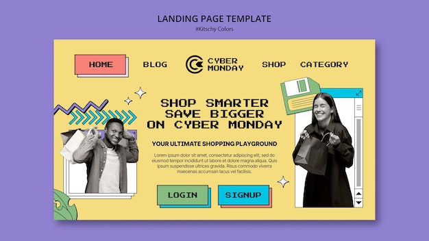 Free PSD kitschy colors landing page template