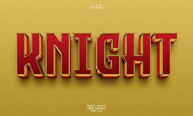 Free PSD knight 3d editable text effect