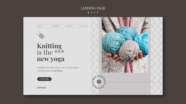 Free PSD knit concept landing page template