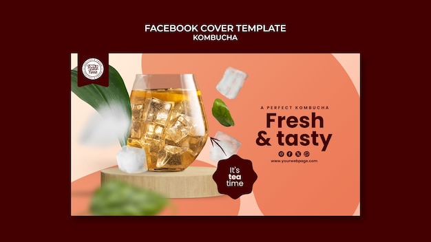 kombucha drink facebook cover template