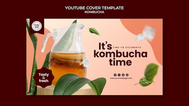 PSD gratuito la copertina di youtube della bevanda kombucha