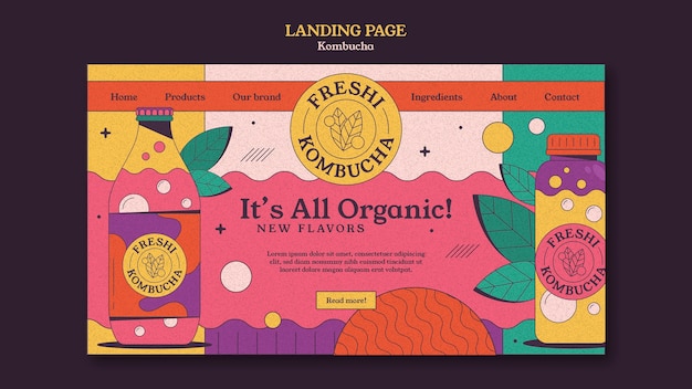 Free PSD kombucha template design