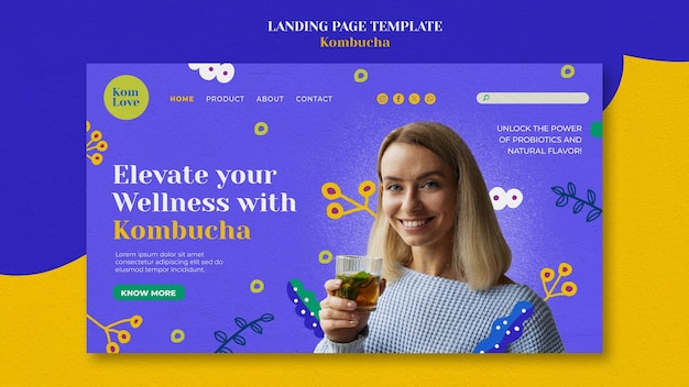 PSD gratuito progettazione del modello kombucha