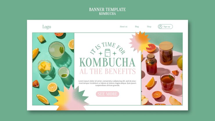Free PSD kombucha template design