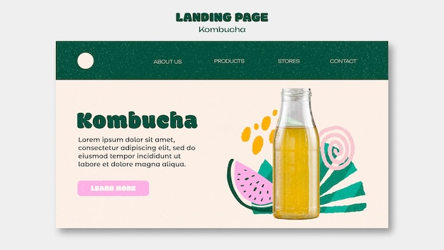 Free PSD kombucha template design