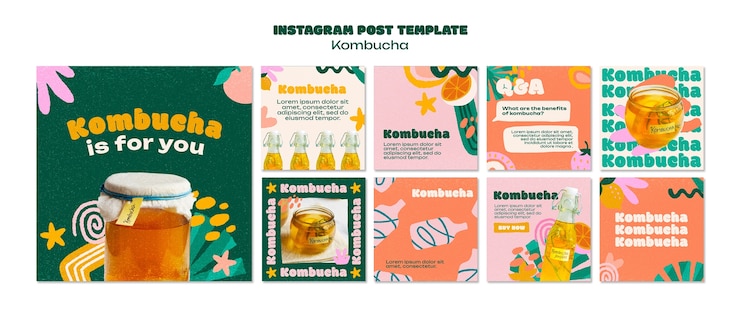 無料PSD コムブチャのテンプレートデザイン