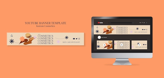 無料PSD 韓国の美容とスキンケアのyoutubeバナーテンプレート