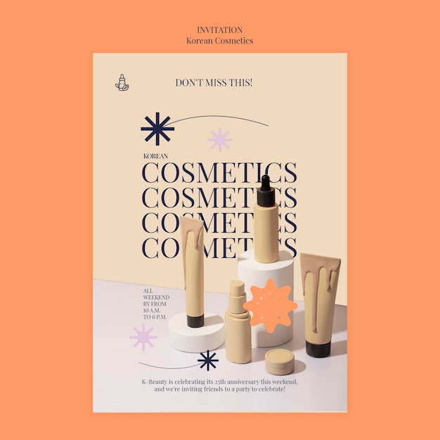 Free PSD korean beauty and skincare cosmetics invitation template