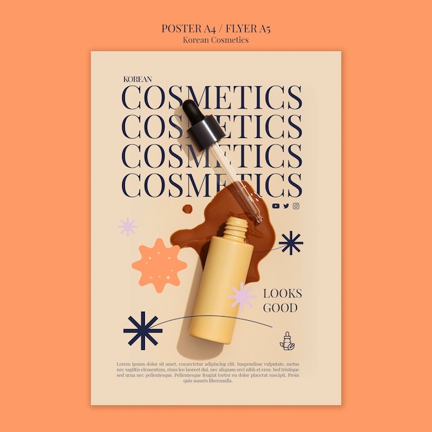 korean beauty and skincare cosmetics vertical poster template