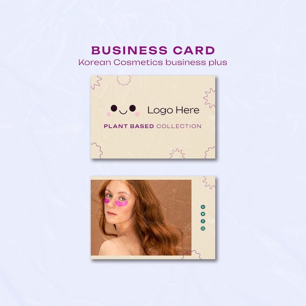 Free PSD korean cosmetics business card template