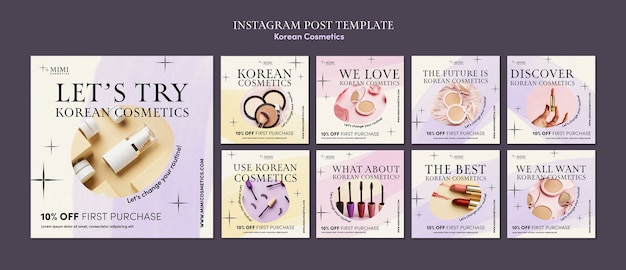 PSD gratuito post di instagram sui cosmetici coreani