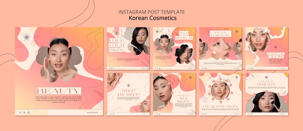 PSD gratuito post di instagram sui cosmetici coreani