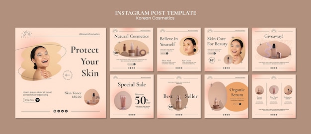 PSD gratuito post di instagram sui cosmetici coreani