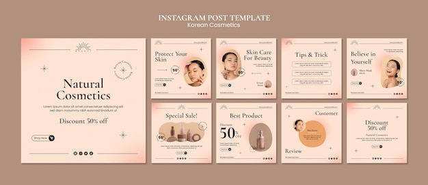 PSD gratuito post di instagram sui cosmetici coreani