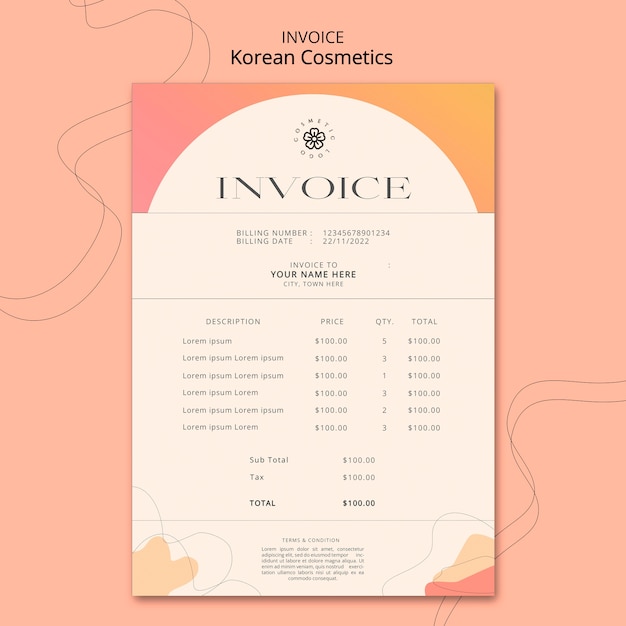 Korean cosmetics invoice template