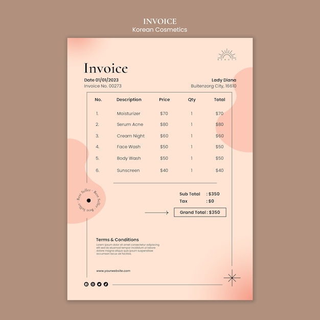 Free PSD korean cosmetics invoice template