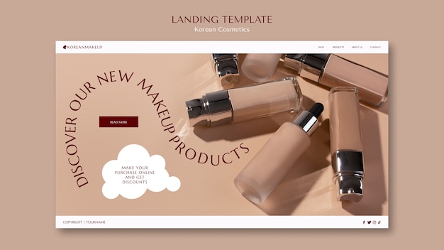 Korean cosmetics landing page template: Enhance your online presence with this free PSD template