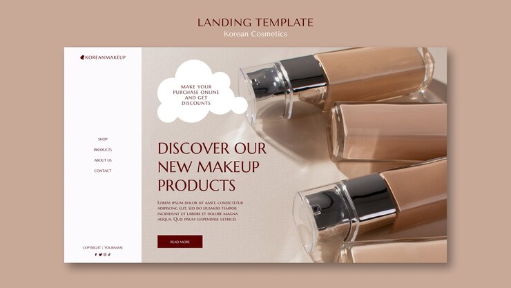 मुफ़्त PSD korean cosmetics landing page