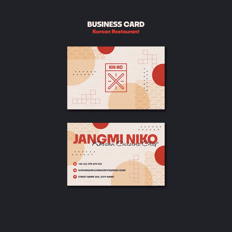 Free PSD korean food restaurant business card template