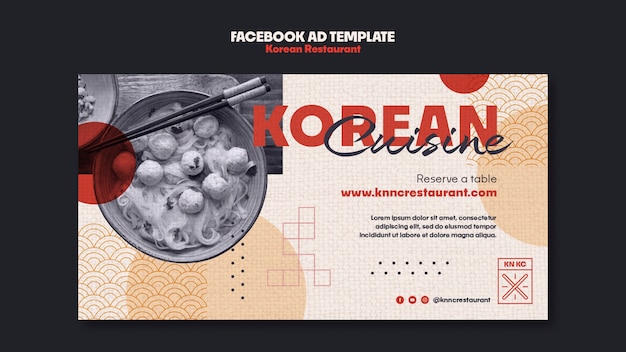 PSD gratuito modello di facebook del ristorante di cucina coreana