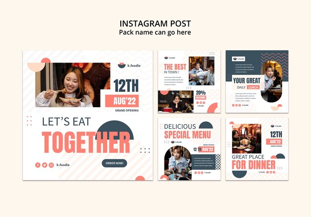 PSD gratuito modello di post instagram del ristorante di cucina coreana