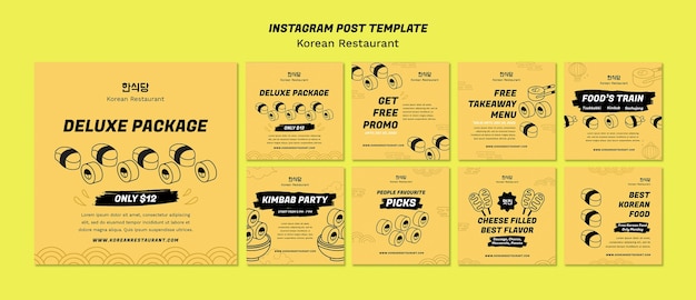 Free PSD korean food restaurant instagram posts