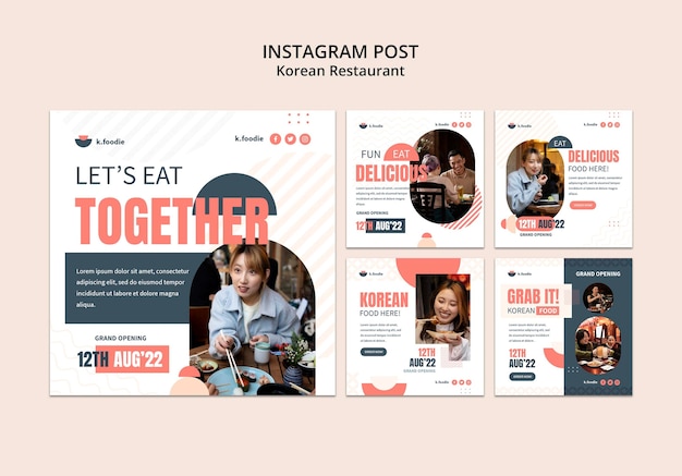 Free PSD for Korean Food Restaurant Instagram Posts – Download Now!