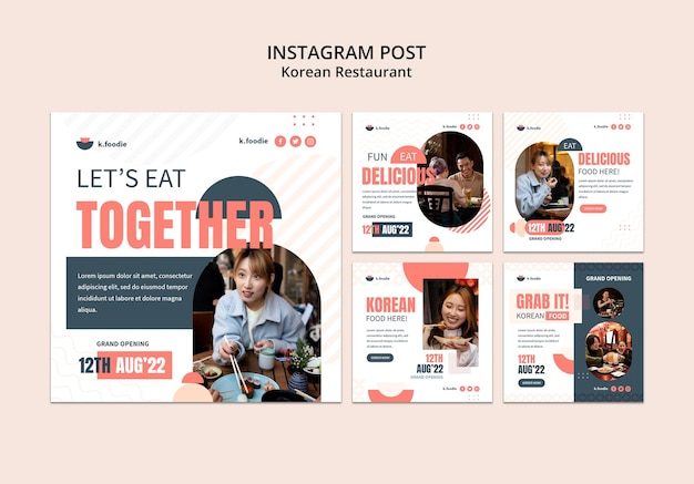 PSD gratuito post di instagram del ristorante di cucina coreana