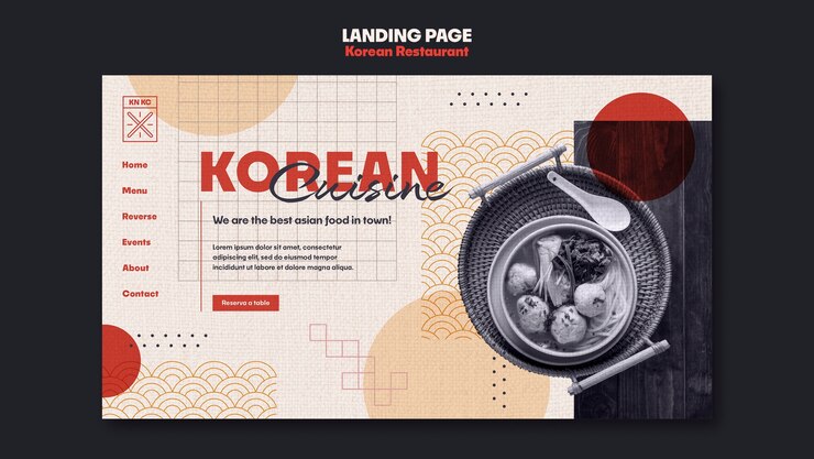 무료 PSD 한식 레스토랑 방문 페이지 템플릿