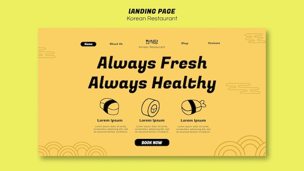 Korean food restaurant landing page