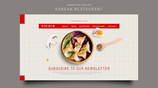 Free PSD korean food restaurant landing page