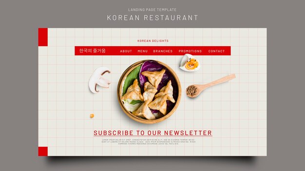 korean food restaurant landing page