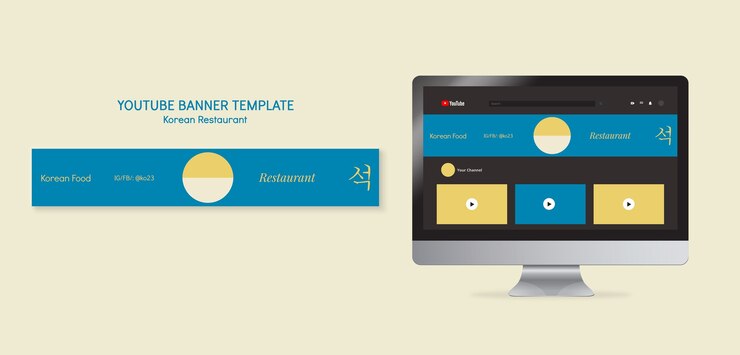 मुफ़्त PSD korean food restaurant youtube banner