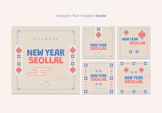 Free PSD korean new year celebration instagram posts