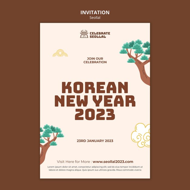 korean new year celebration invitation template