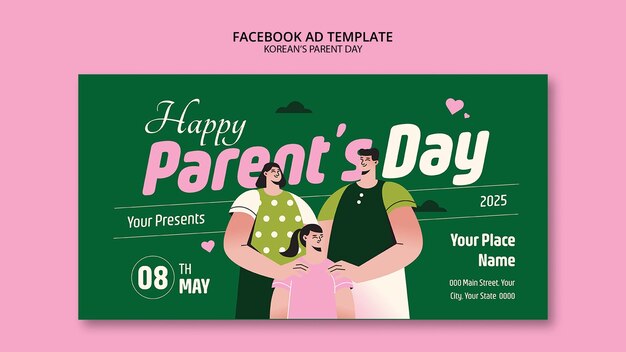 korean parents day celebration facebook template