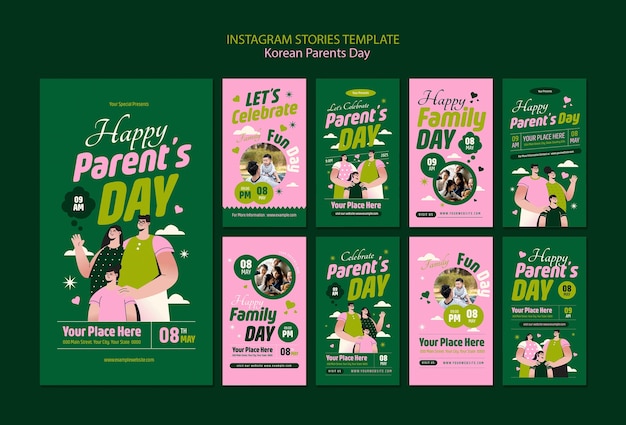 Free PSD korean parents day celebration instagram stories