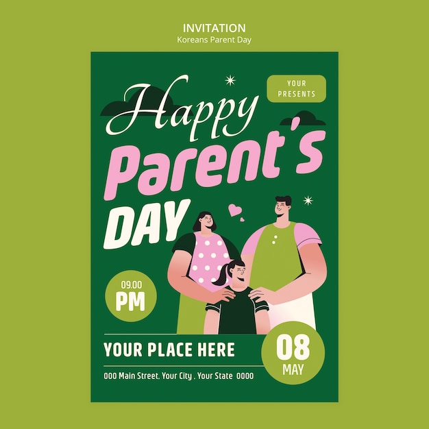 korean parents day celebration invitation  template