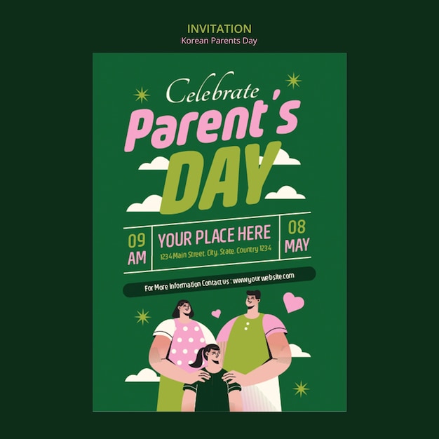 Korean parents day celebration invitation  template