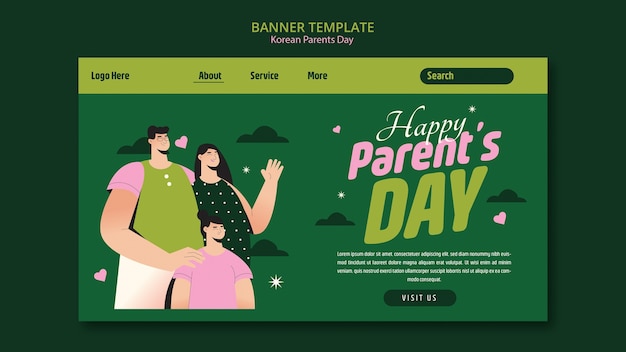 Free PSD korean parents day celebration landing page