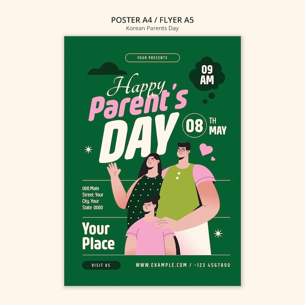 Free PSD korean parents day celebration poster template