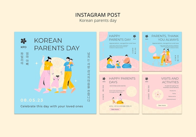 Modello di post instagram per la festa dei genitori coreani