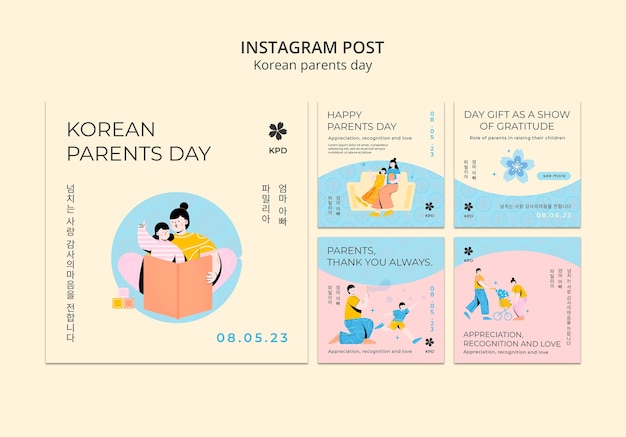 Korean parents day instagram posts template