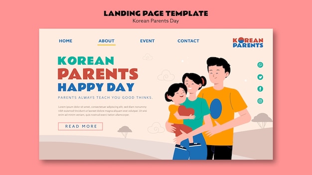 無料PSD 韓国の両親の日テンプレート デザイン